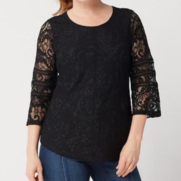 Isaac Mizrahi Tops - Isaac Mizrahi Floral Lace Knit Top w/ Lace Details